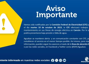 Posible afectación en el servicio de agua en Cancún debido a trabajos de la CFE