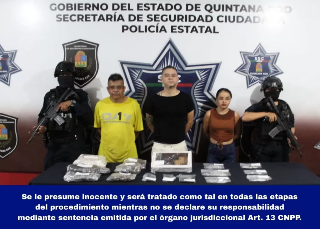 Capturan a tres sujetos en Cancún cuando llevaban cerca de 200 dosis de drogas
