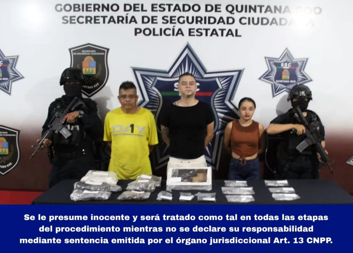 Capturan a tres sujetos en Cancún cuando llevaban cerca de 200 dosis de drogas