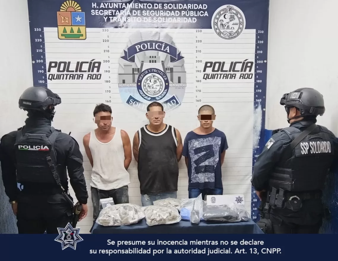 Capturan en Playa del Carmen a 4 sujetos con cerca de 300 dosis de drogas