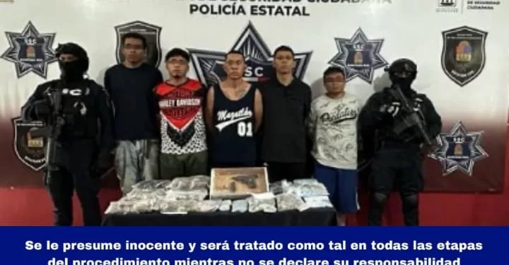 Con armas y explosivos detienen a cinco personas en Cancún
