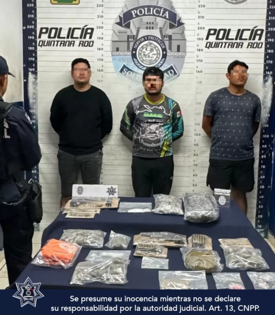 Armados y con drogas capturan a tres sujetos en fraccionamiento de Playa del Carmen