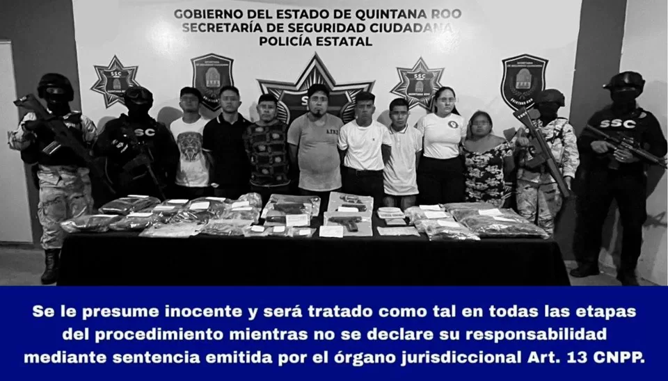 Ocho detenidos con drogas y armas de fuego en la Supermanzana 213 de Cancún