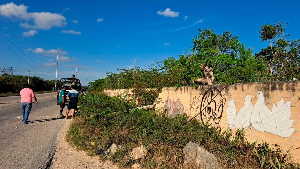 Tráiler derriba un poste y deja sin energía eléctrica a varias colonias de Tulum