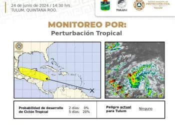 Tulum se prepara ante perturbación con potencial de desarrollo ciclónico