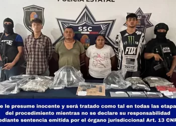 Capturan a cuatro narcomenudistas con 301 dosis de marihuana y una pistola