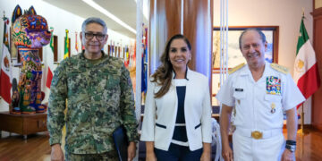 Mara Lezama en la presentación del almirante Raymundo Pedro Morales como próximo titular de la SEMAR
