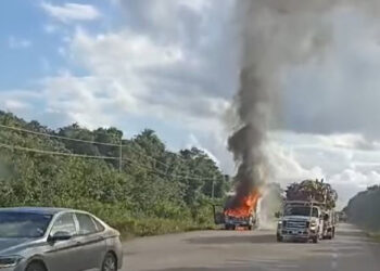 Consume el fuego una ambulancia en carretera