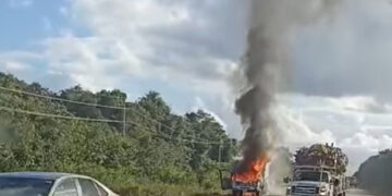 Consume el fuego una ambulancia en carretera