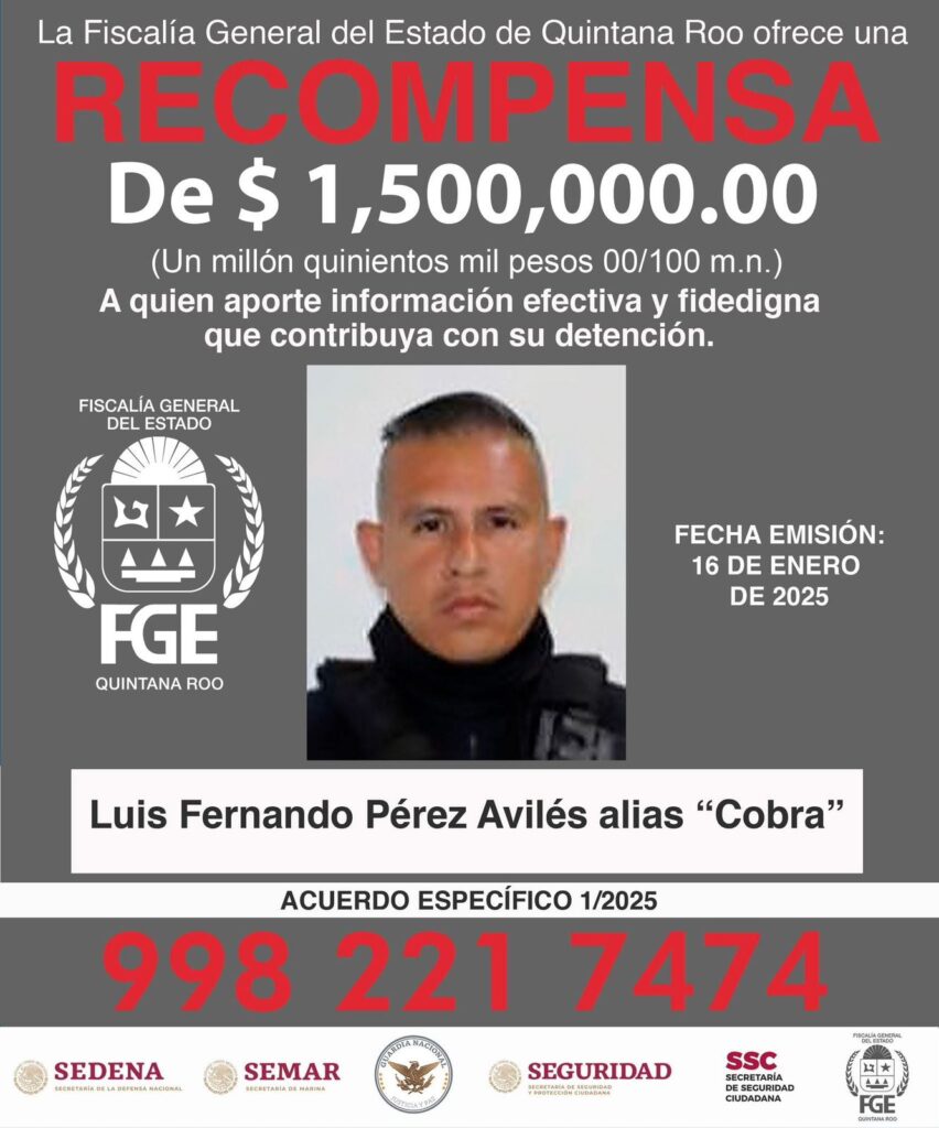 Cae primer expolicía de Tulum vinculado a desapariciones forzadas: ofrecían 1.5 millones de pesos por su captura