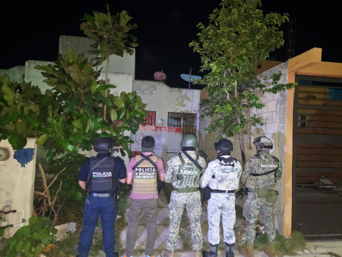 Grupo Interinstitucional detiene a cuatro personas y asegura drogas en tres cateos realizados en Benito Juárez