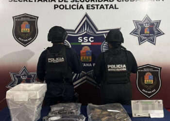 La SSC asegura una camioneta abandonada con equipo táctico