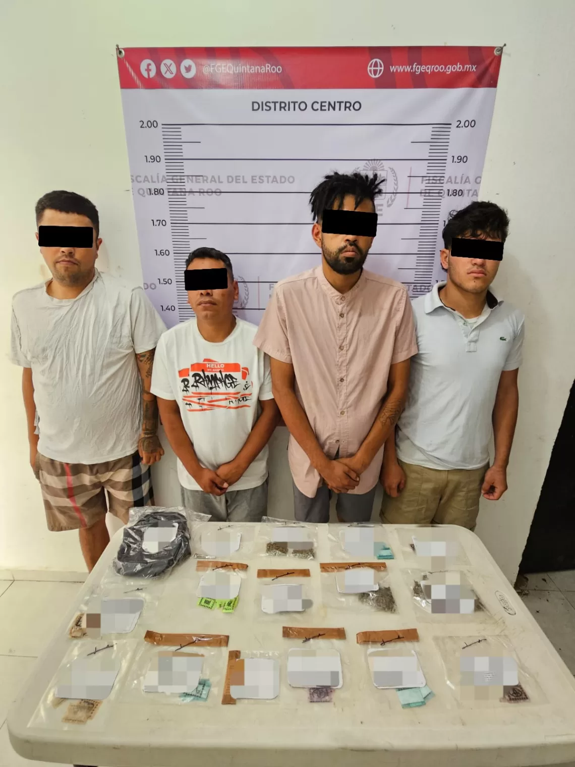 Arresta FGE a cuatro sujetos por narcomenudeo en Tulum