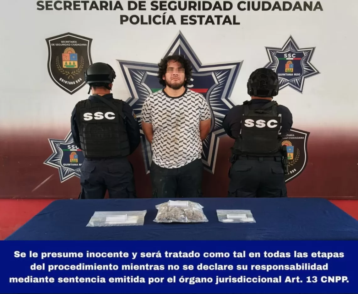 Detienen a presunto narcomenudista en la Supermanzana 245