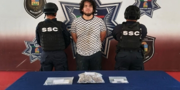 Detienen a presunto narcomenudista en la Supermanzana 245