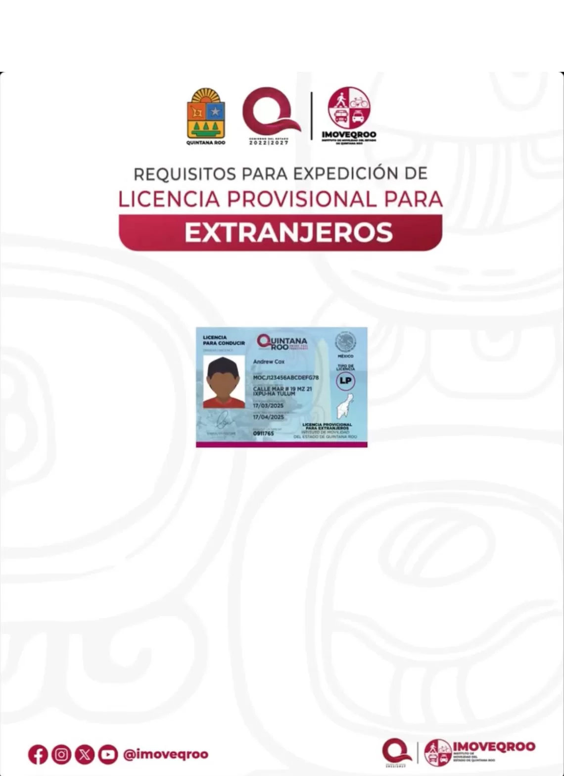 Extranjeros de visita en Q. Roo pueden tramitar licencia provisional para conducir