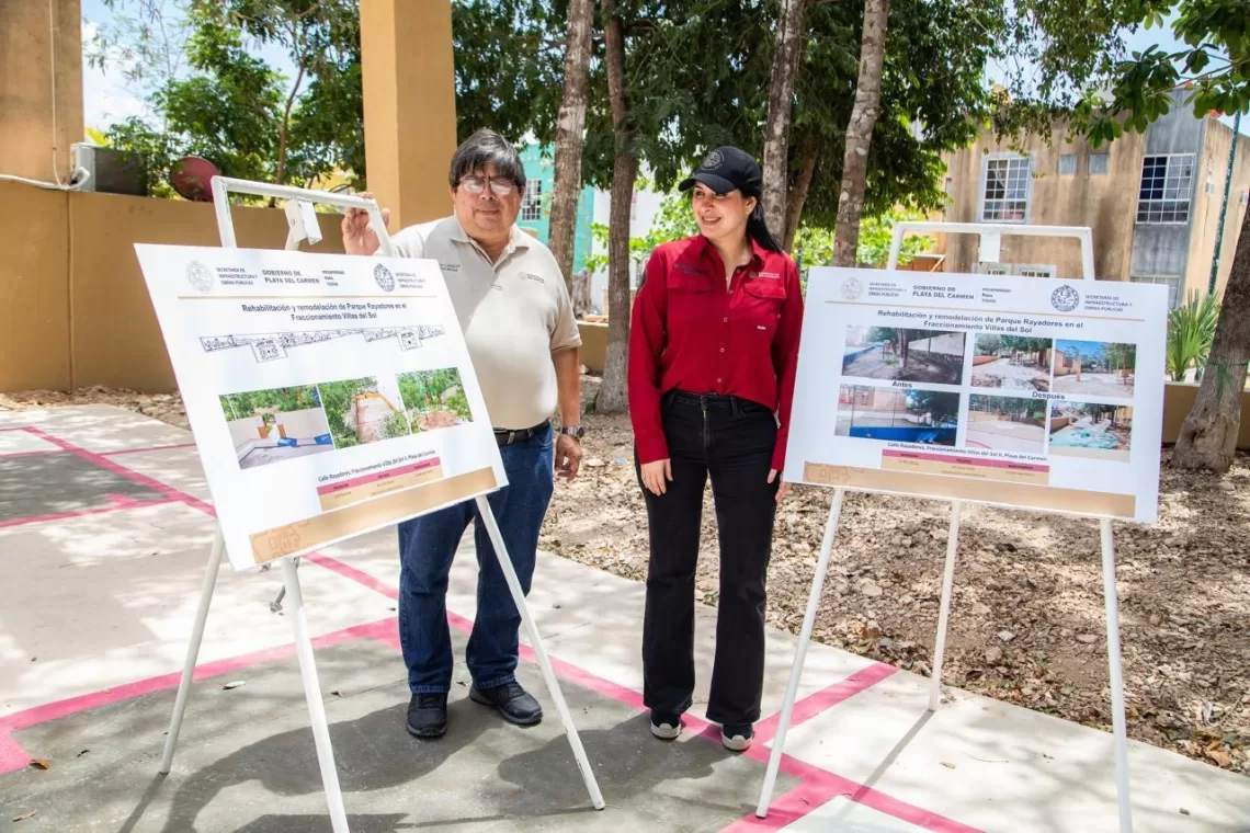 Cumple Estefanía Mercado con la rehabilitación y remodelación del parque Rayadores, en Villas del Sol