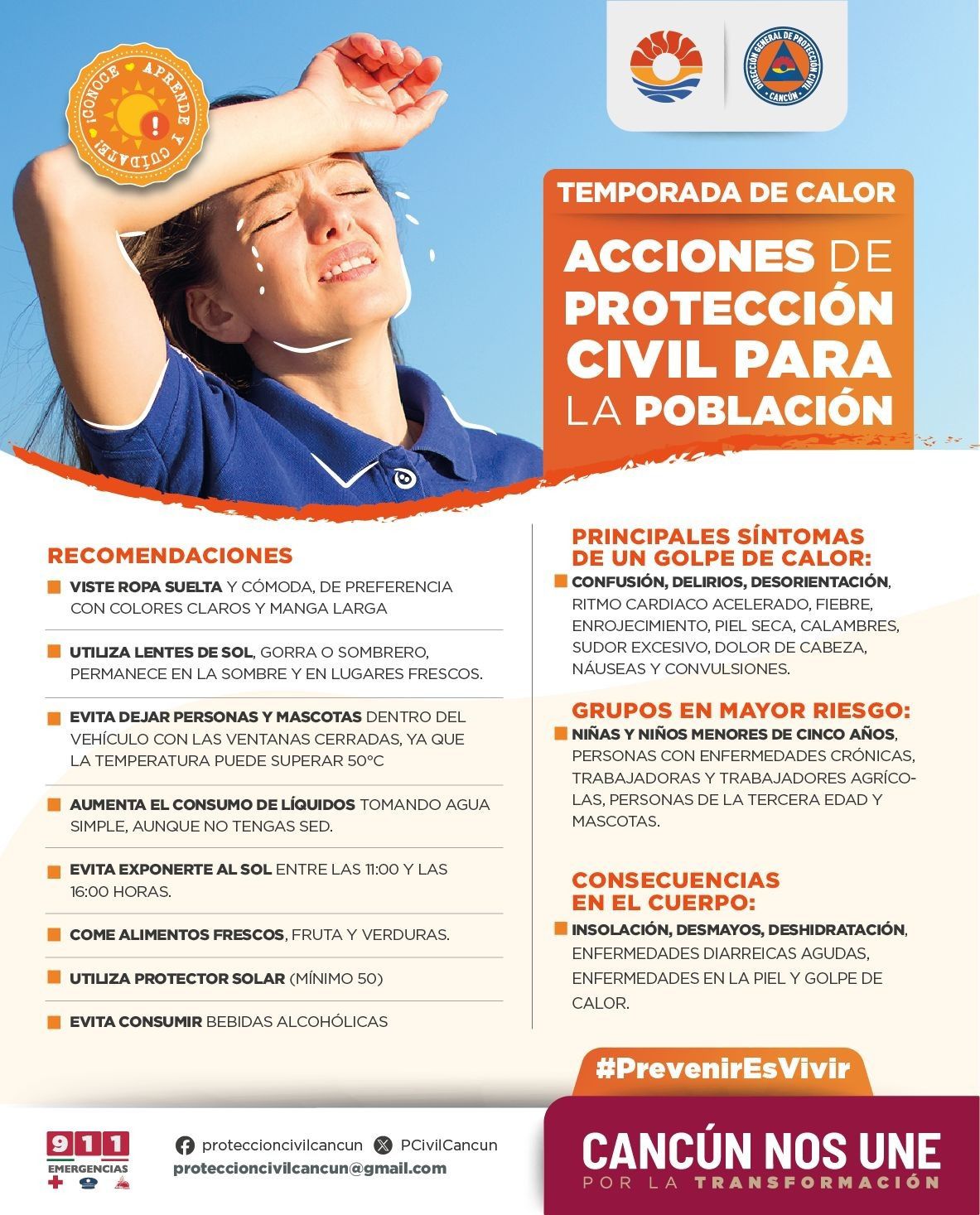 Emiten recomendaciones para la prevención de golpes de calor