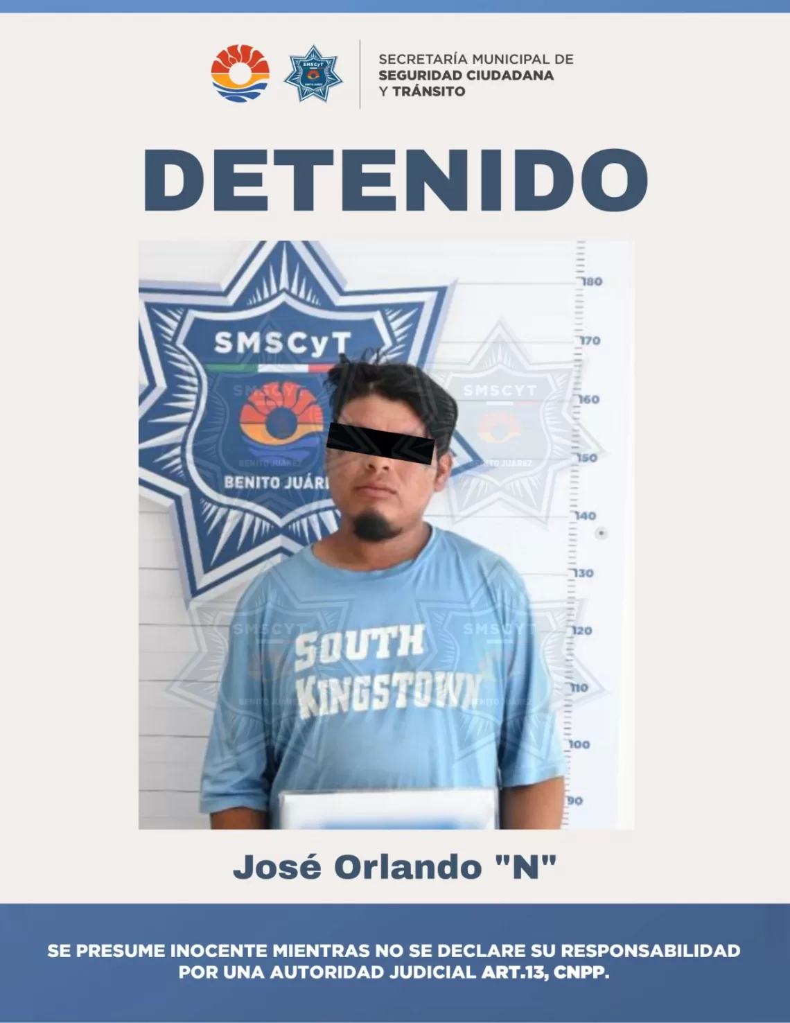 Agresivo individuo es aprehendido por tratar de golpear a oficiales