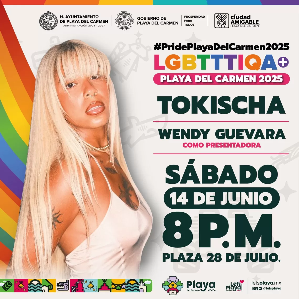 Gobierno de Estefanía Mercado celebra el #PridePlayaDelCarmen2025 con Tokischa y Wendy Guevara como protagonistas de una noche histórica
