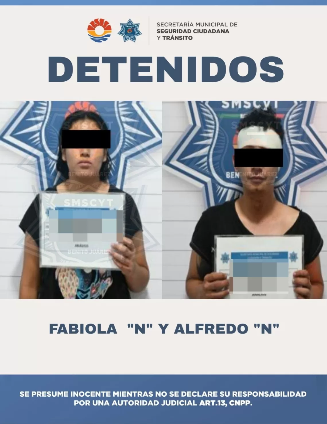 Pareja detenida por violencia mutua en la vía pública de Cancún