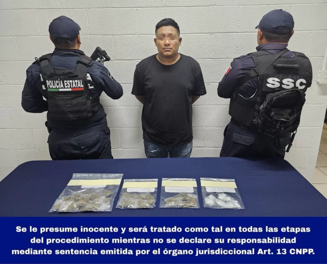 Narcomenudista detenido en Cozumel con más de 80 dosis de drogas
