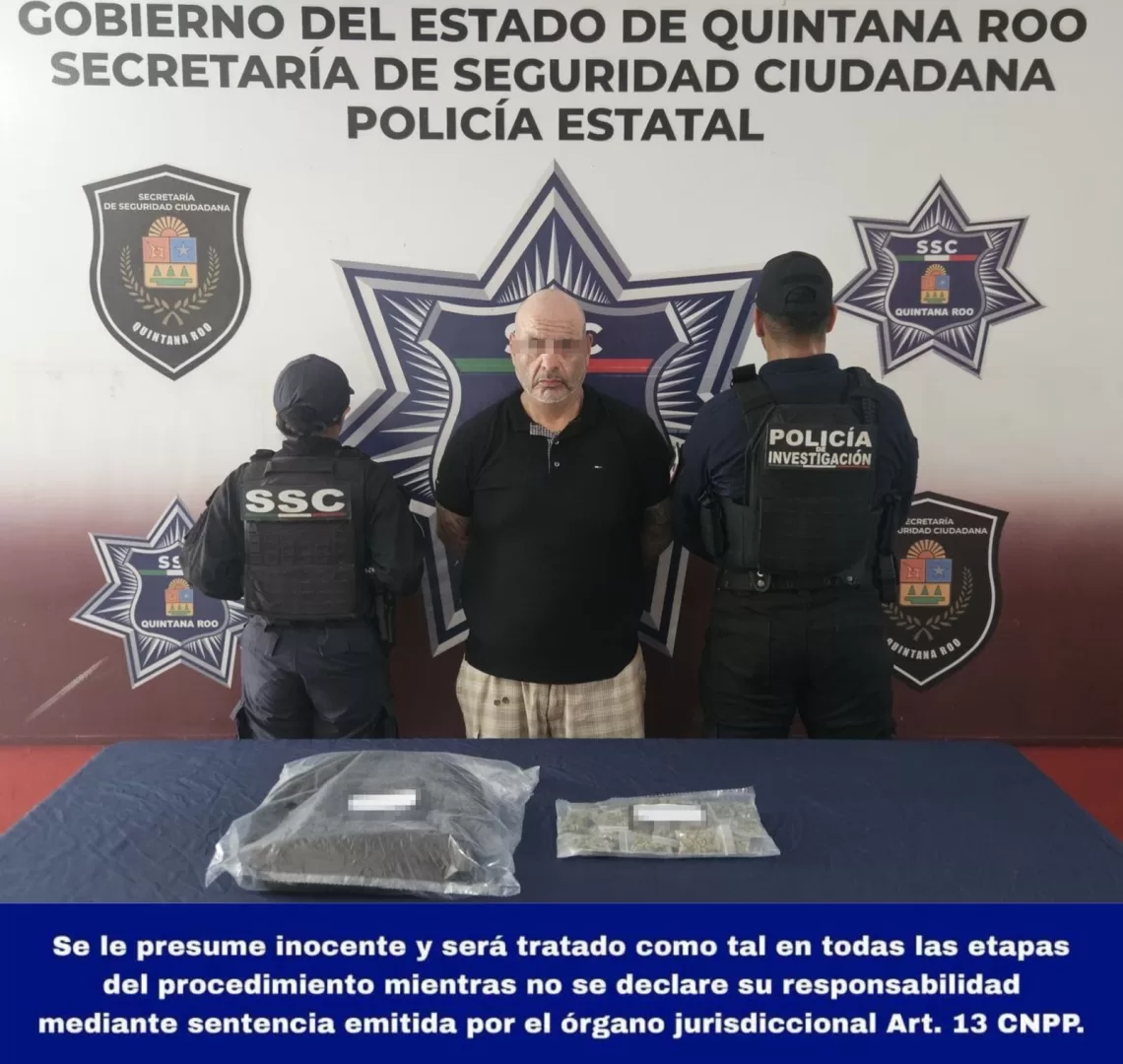 Cae presunto narcomenudista en la SM 219 de Cancún con más de 20 dosis de marihuana