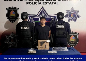Detienen a menor de edad con droga y arma de fuego
