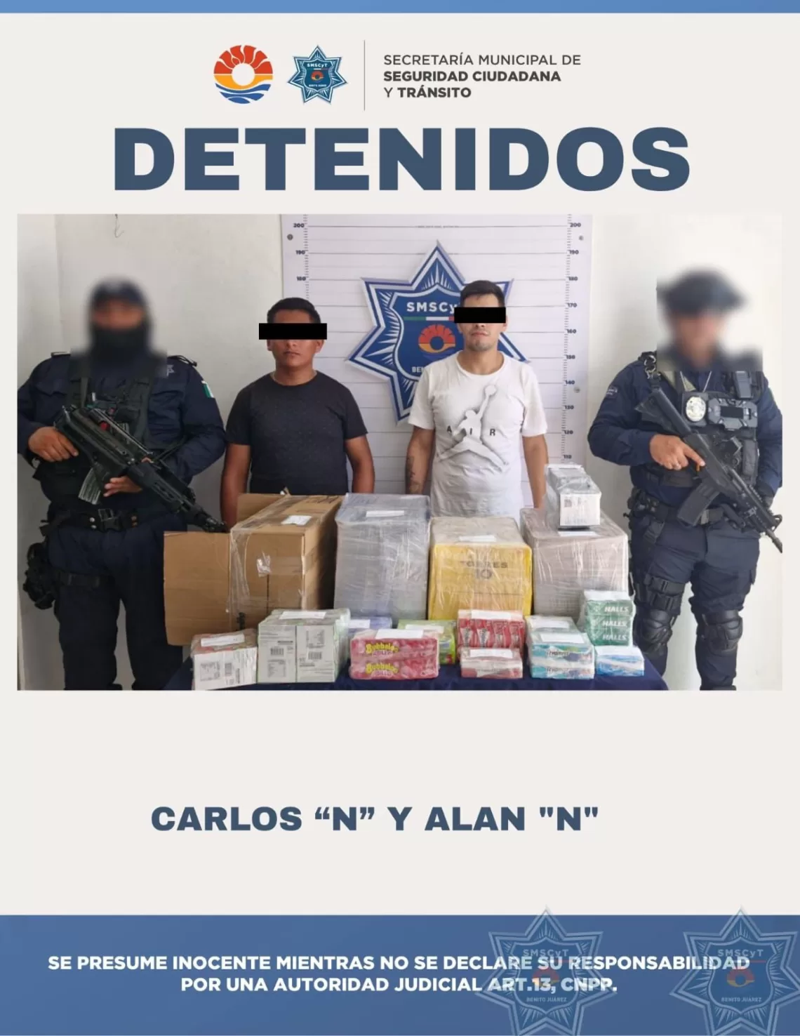 Dos detenidos en Cancún acusados de robo a comercio