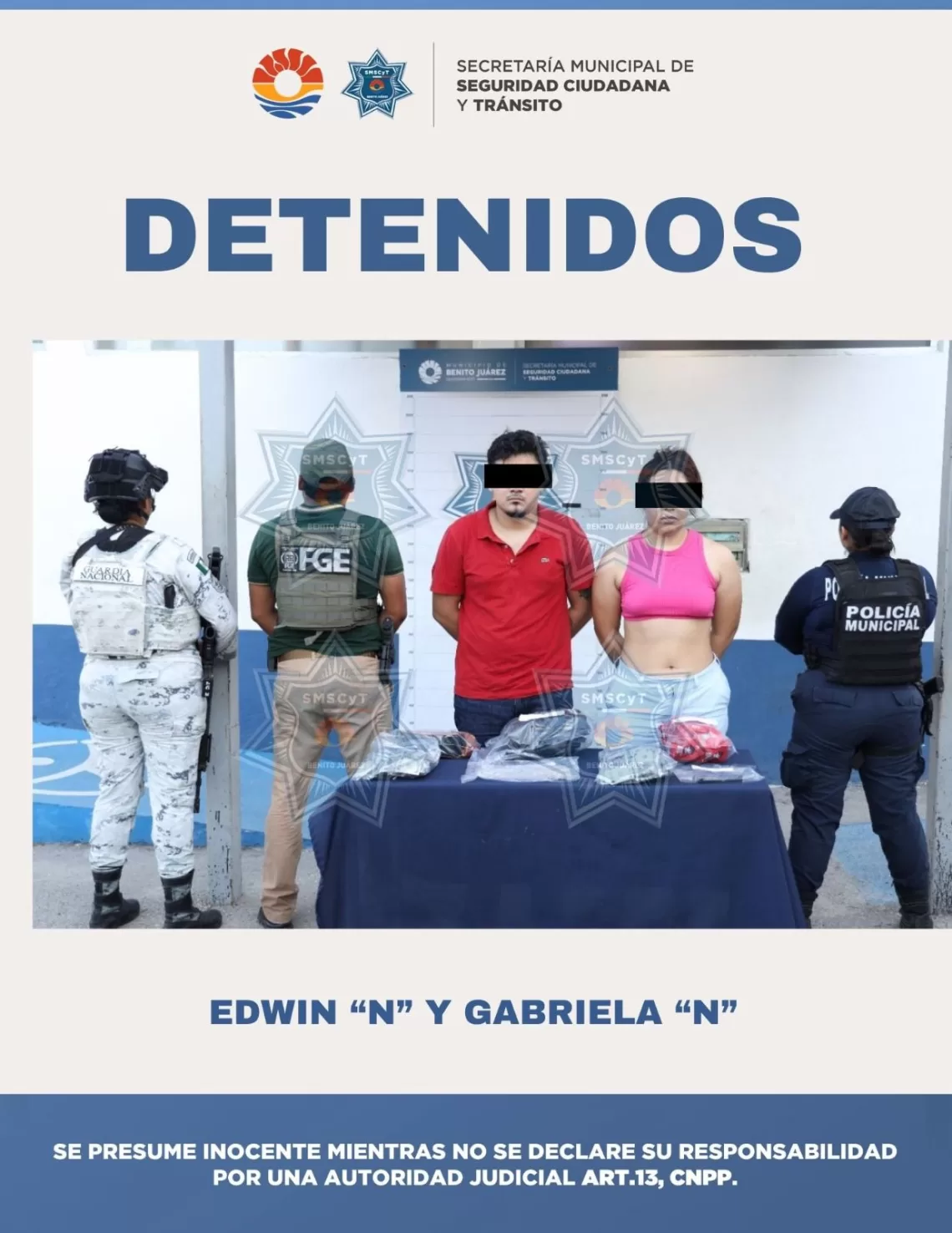 Capturan a pareja con más de 150 dosis de drogas