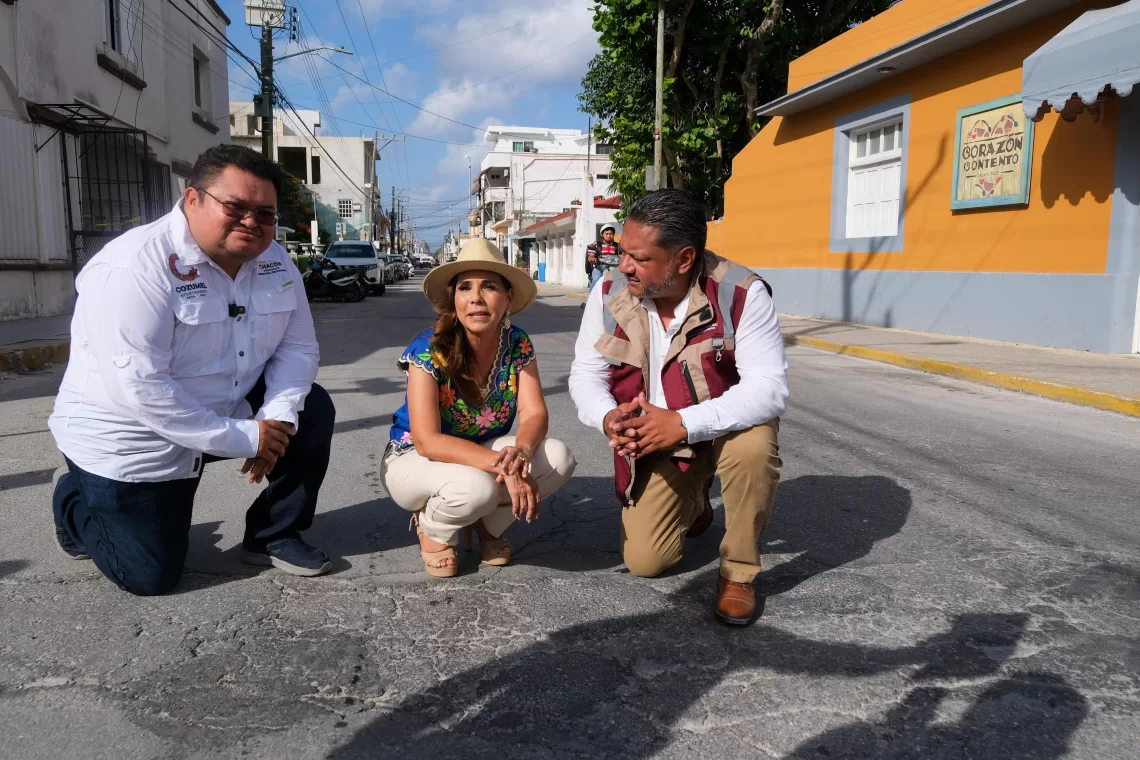 Pone en marcha Mara Lezama rehabilitación de calles en Cozumel