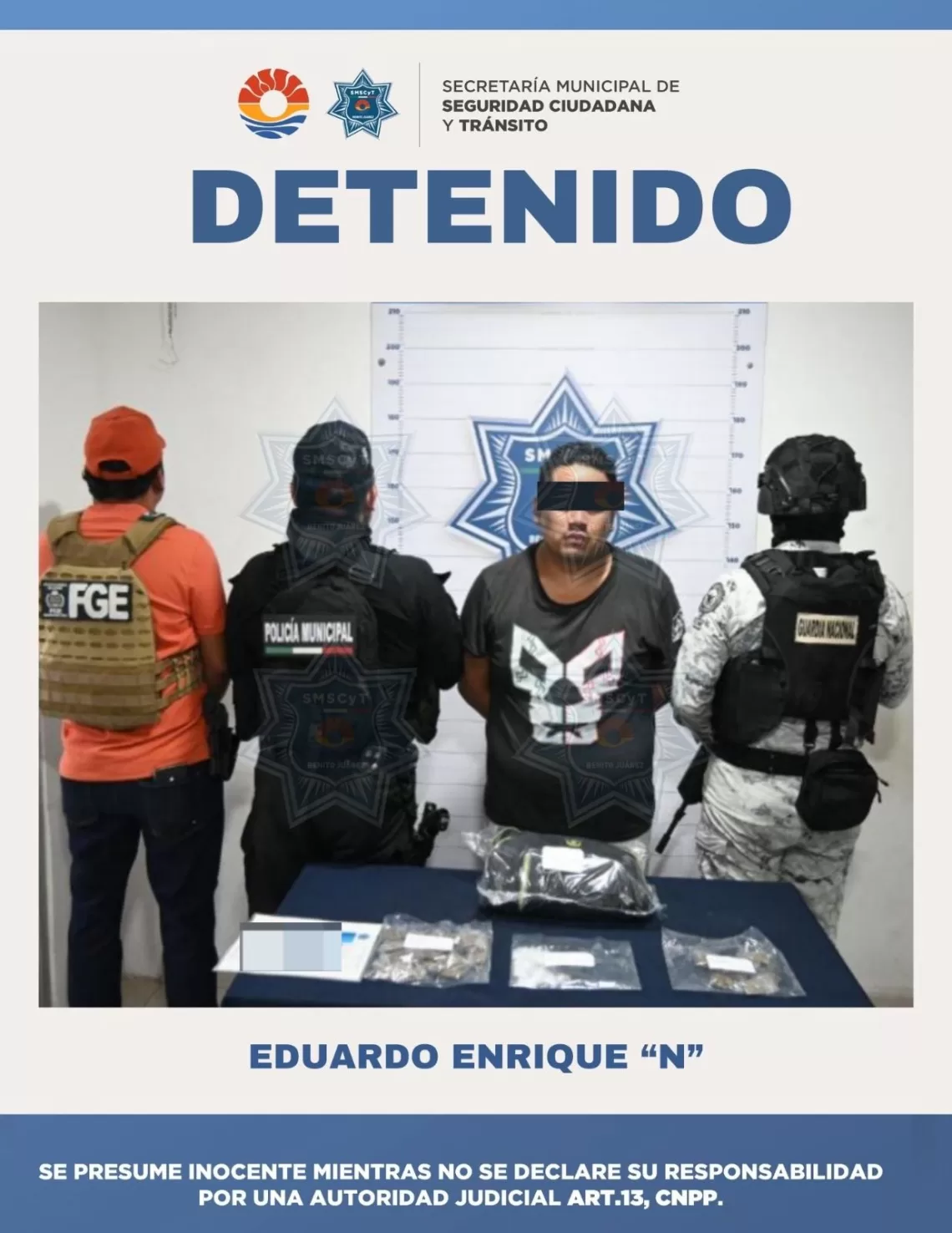 Sujeto es detenido por delitos contra la salud