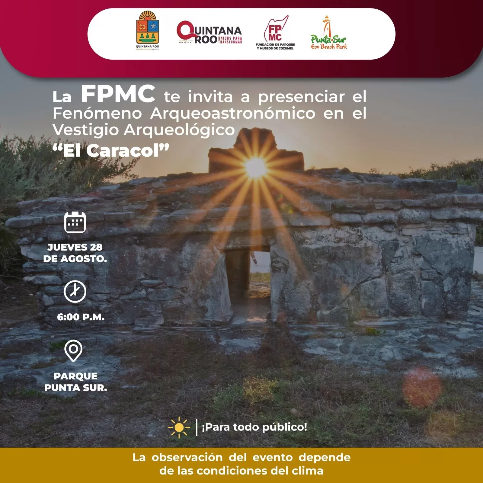 Invitan a vivir en El Caracol de Punta Sur fenómeno arqueoastronómico