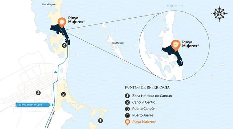 El astillero y marina V AND V se ubica en el exclusivo desarrollo Playa Mujeres, al norte de Cancún