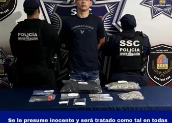 Detienen a presunto narcomenudista con marihuana, cristal y LSD en Cancún