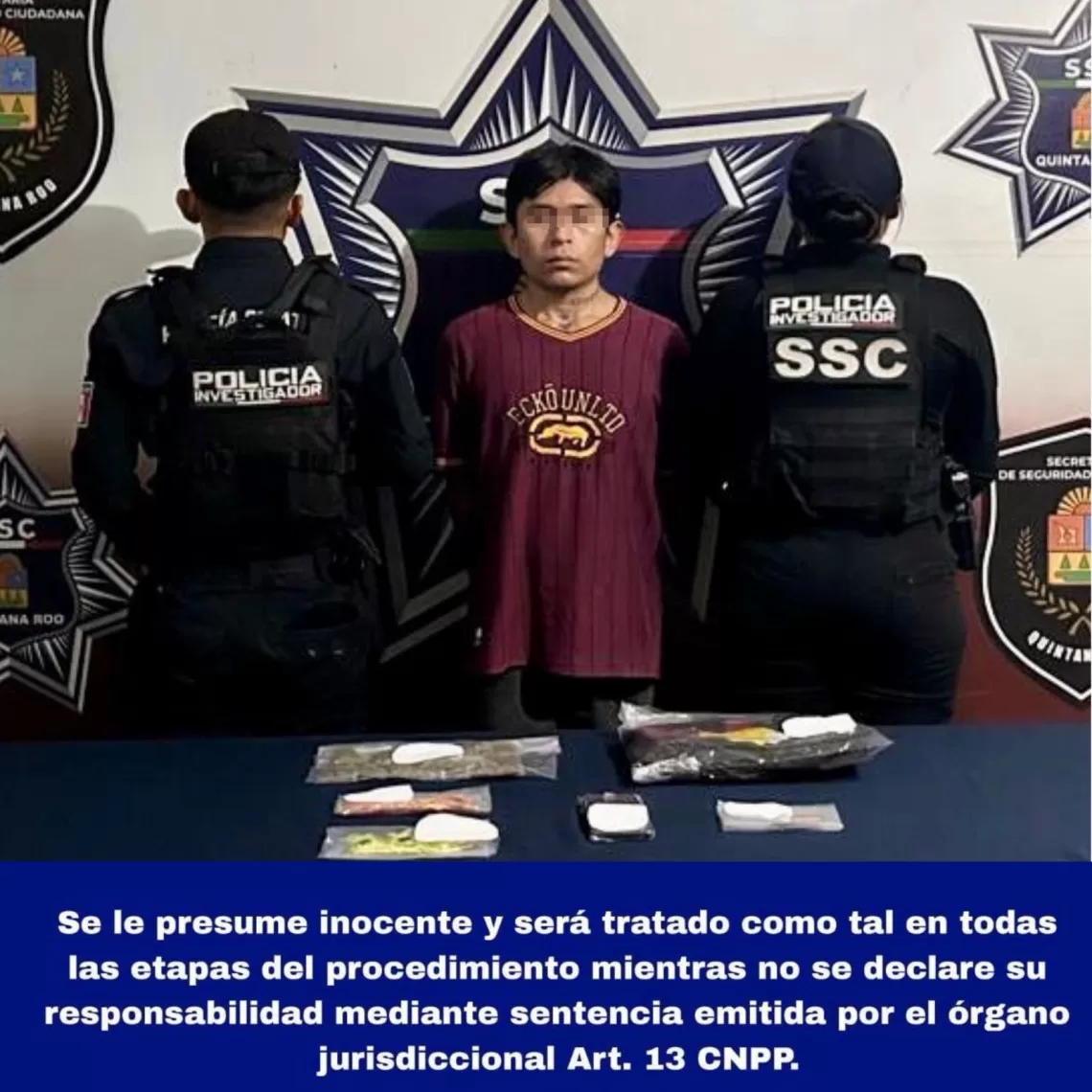 Detienen a individuo con marihuana, cocaína, cristal y LSD