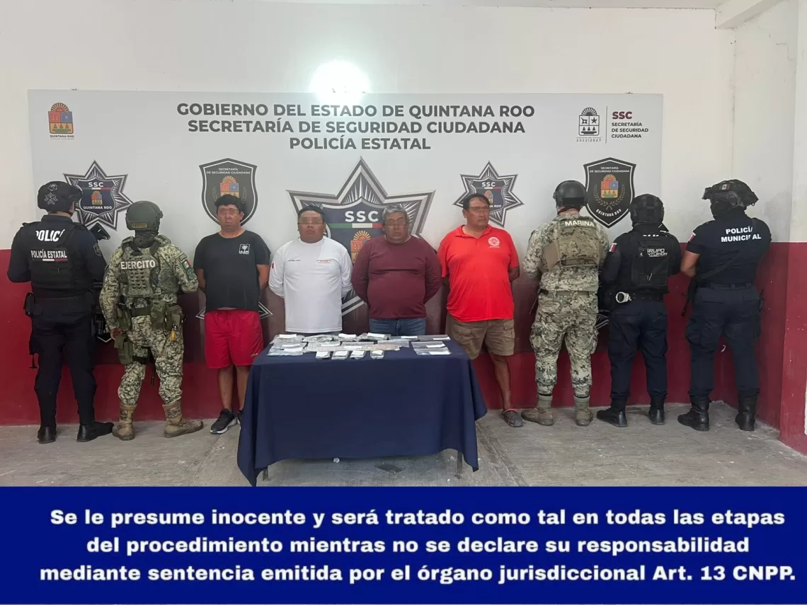 Operativo policial deriva en la detención de cuatro hombres en el sur de Quintana Roo