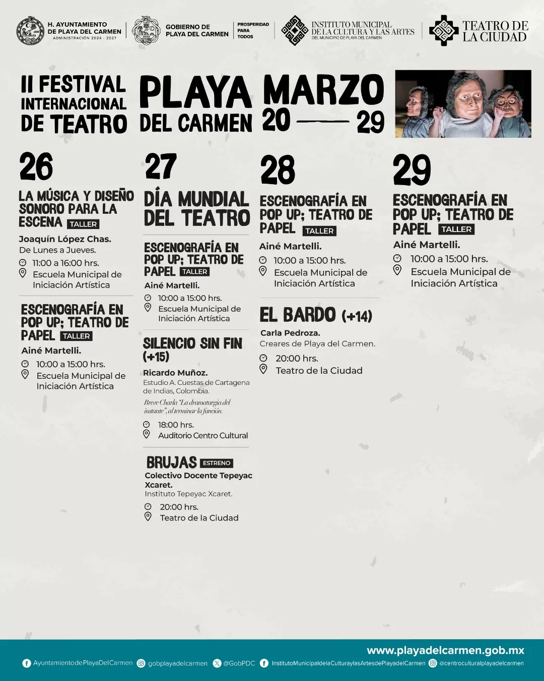 Gobierno de Estefanía Mercado presenta el II Festival Internacional de Teatro de Playa del Carmen