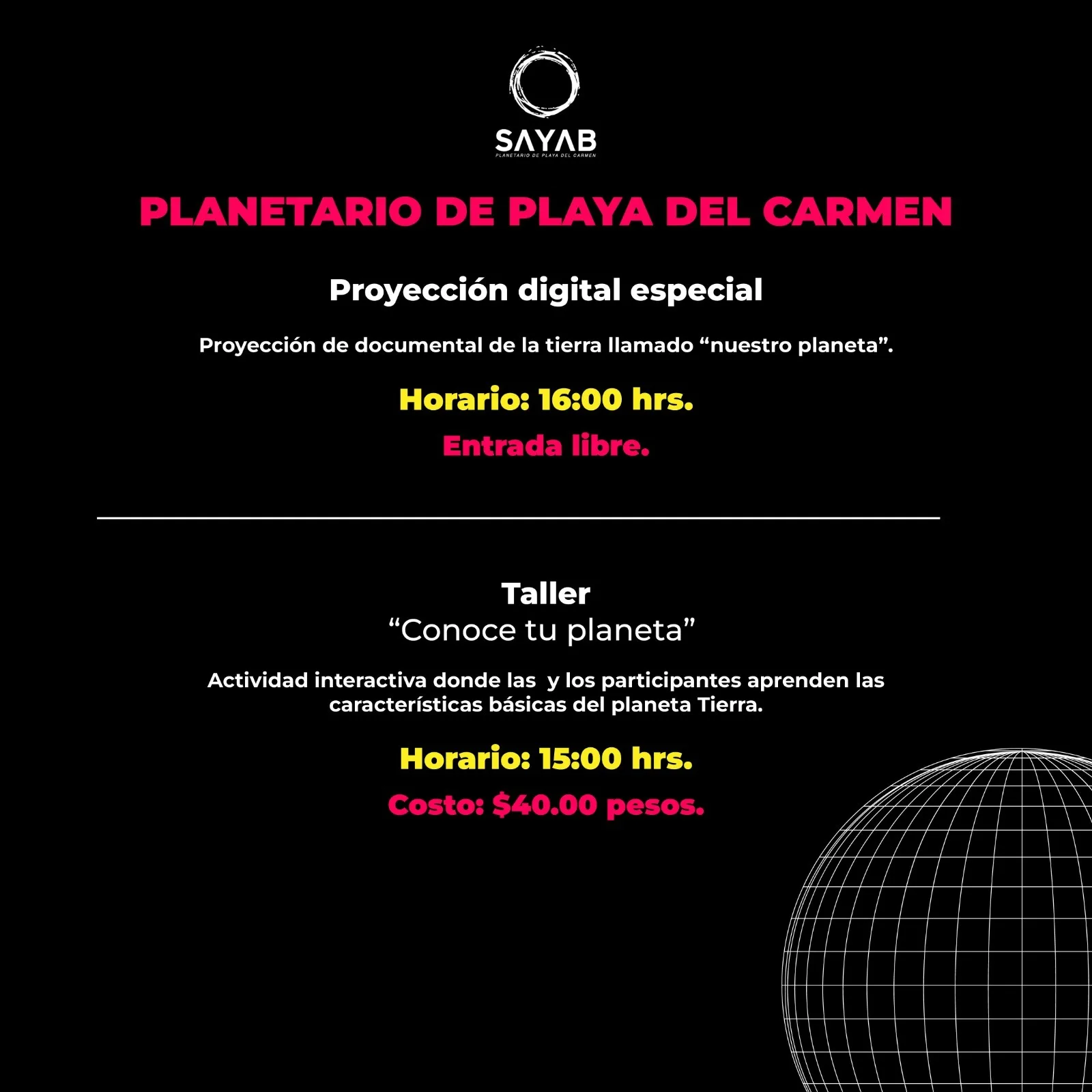 Q. Roo se suma a La Hora del Planeta con actividades en su red de planetarios
