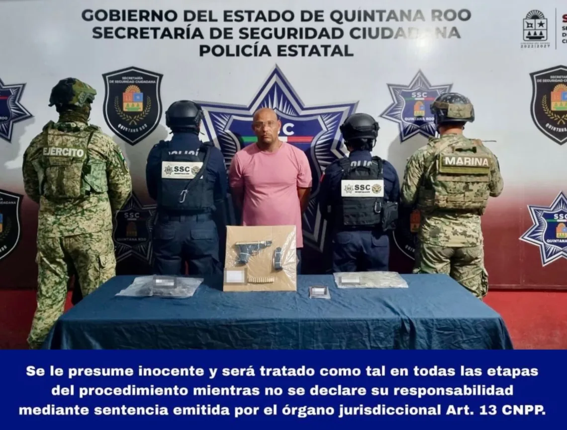 Detienen a hombre con droga y una pistola en Villas Otoch Paraíso
