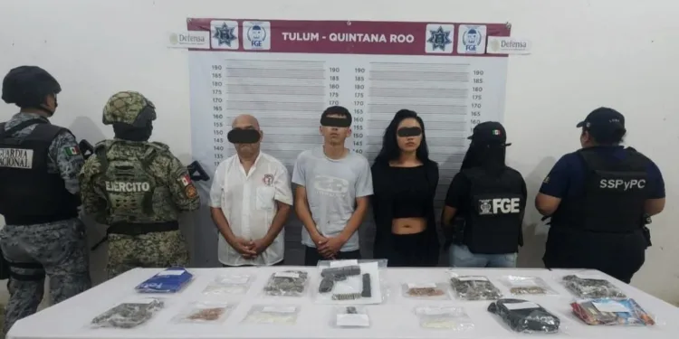 Detienen a tres personas con arma y presunta marihuana durante operativo Blindaje Tulum