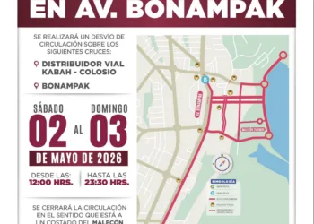 Operativo vial en Av. Bonampak por inauguración del Puente Nichupté