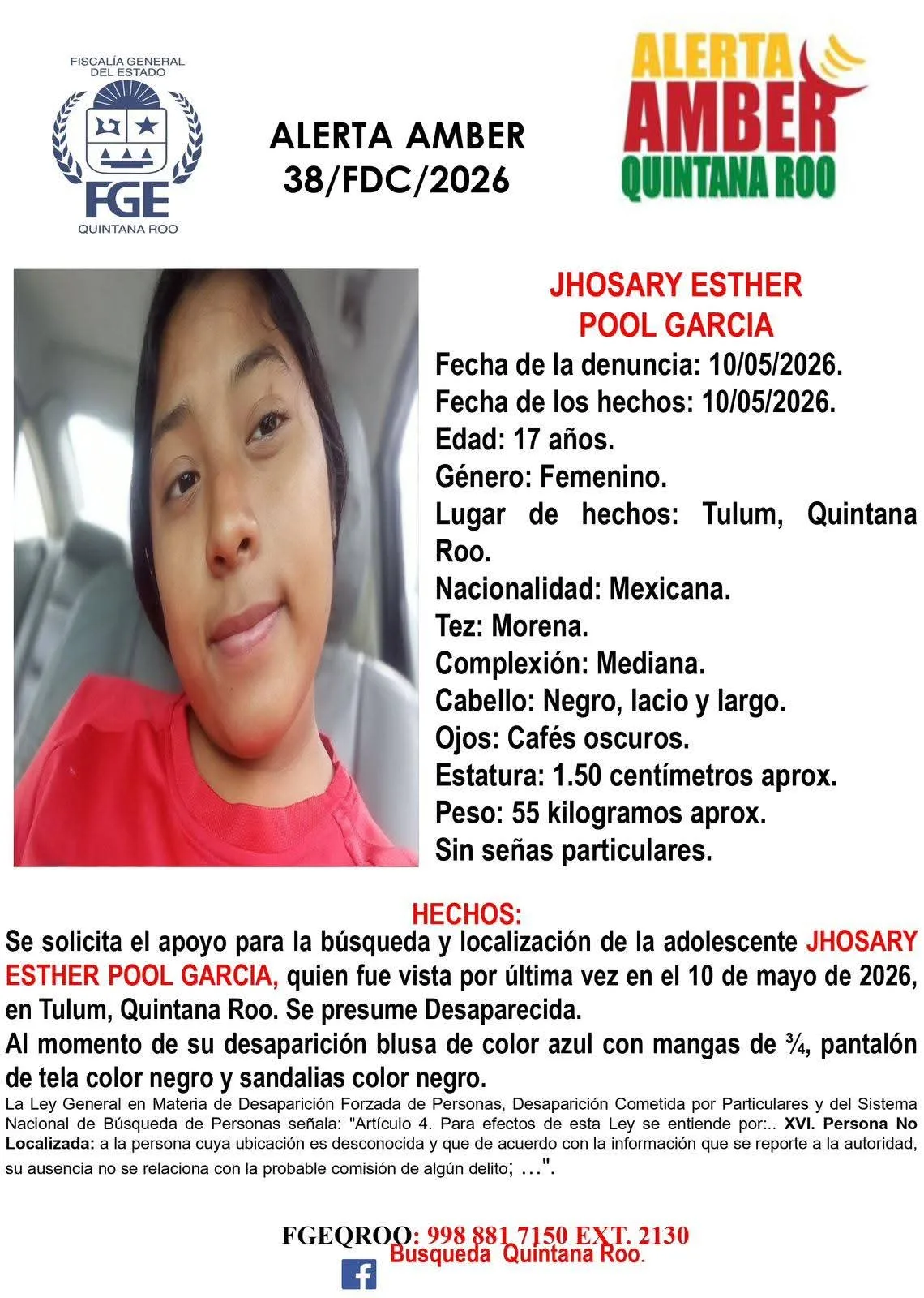 Angustiante Día de las Madres: activan Alerta Amber por desaparición de adolescente en Tulum