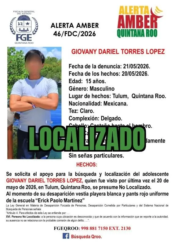 Localizan sanos y salvos a adolescentes reportados como desaparecidos en Tulum