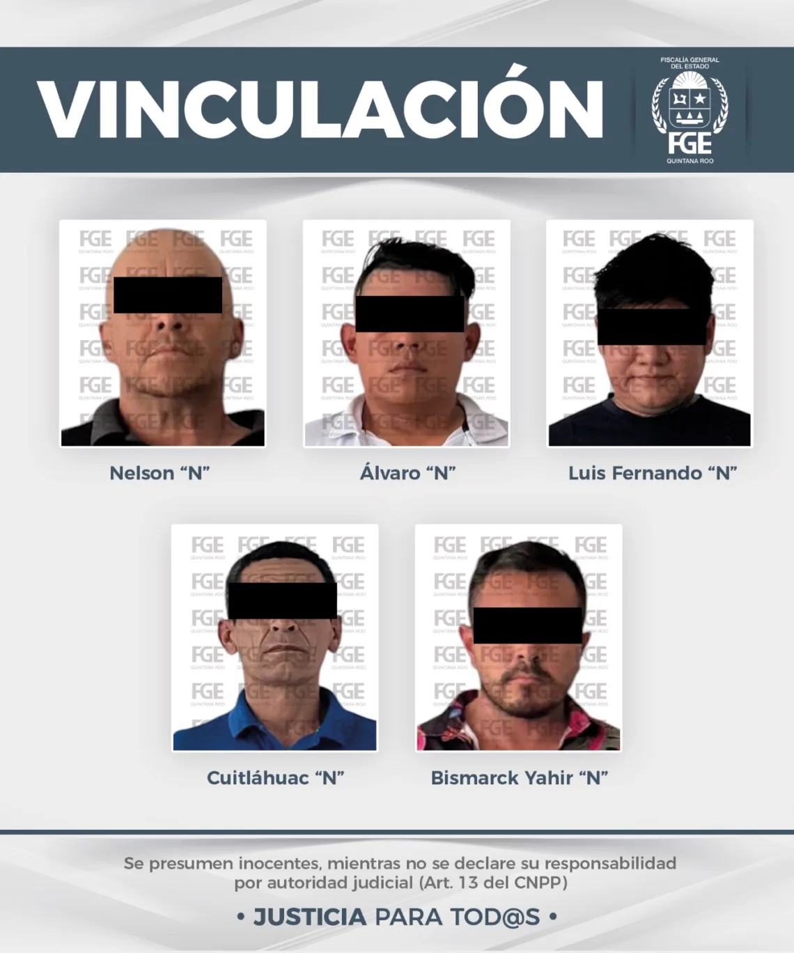 Vinculan a proceso a siete señalados por extorsión en Cozumel; juez ordena prisión preventiva