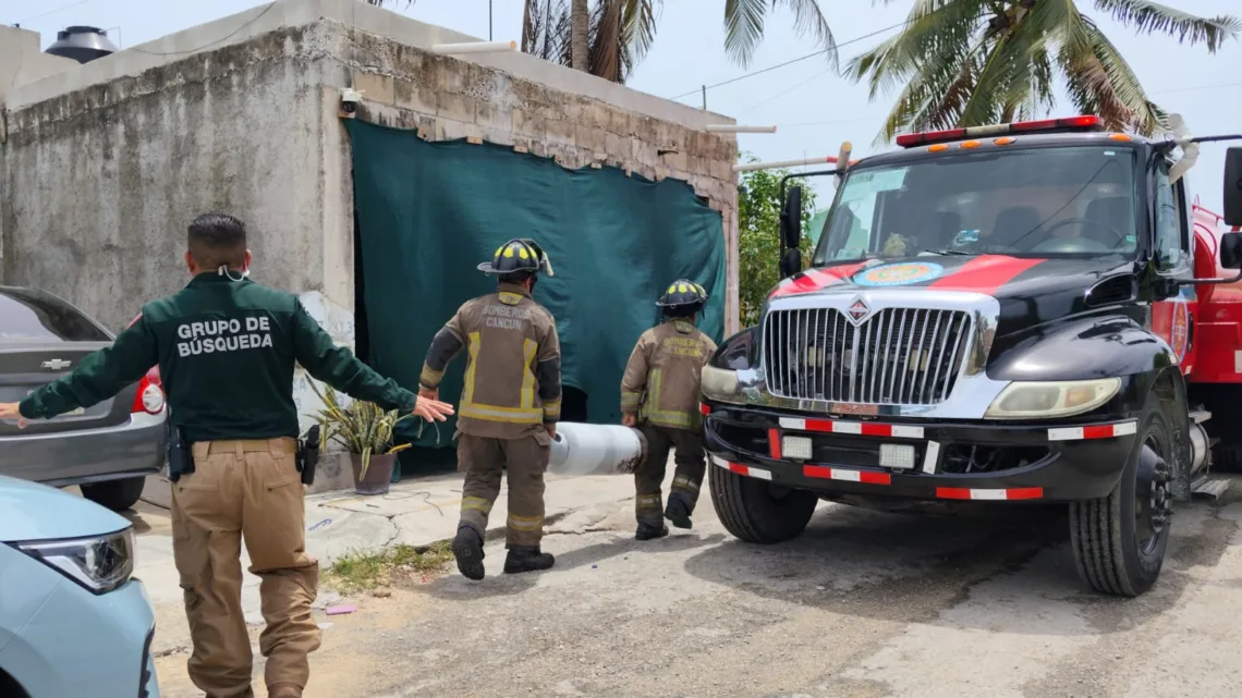 Evitan posible explosión por fuga de gas en vivienda de la Región 237 de Cancún