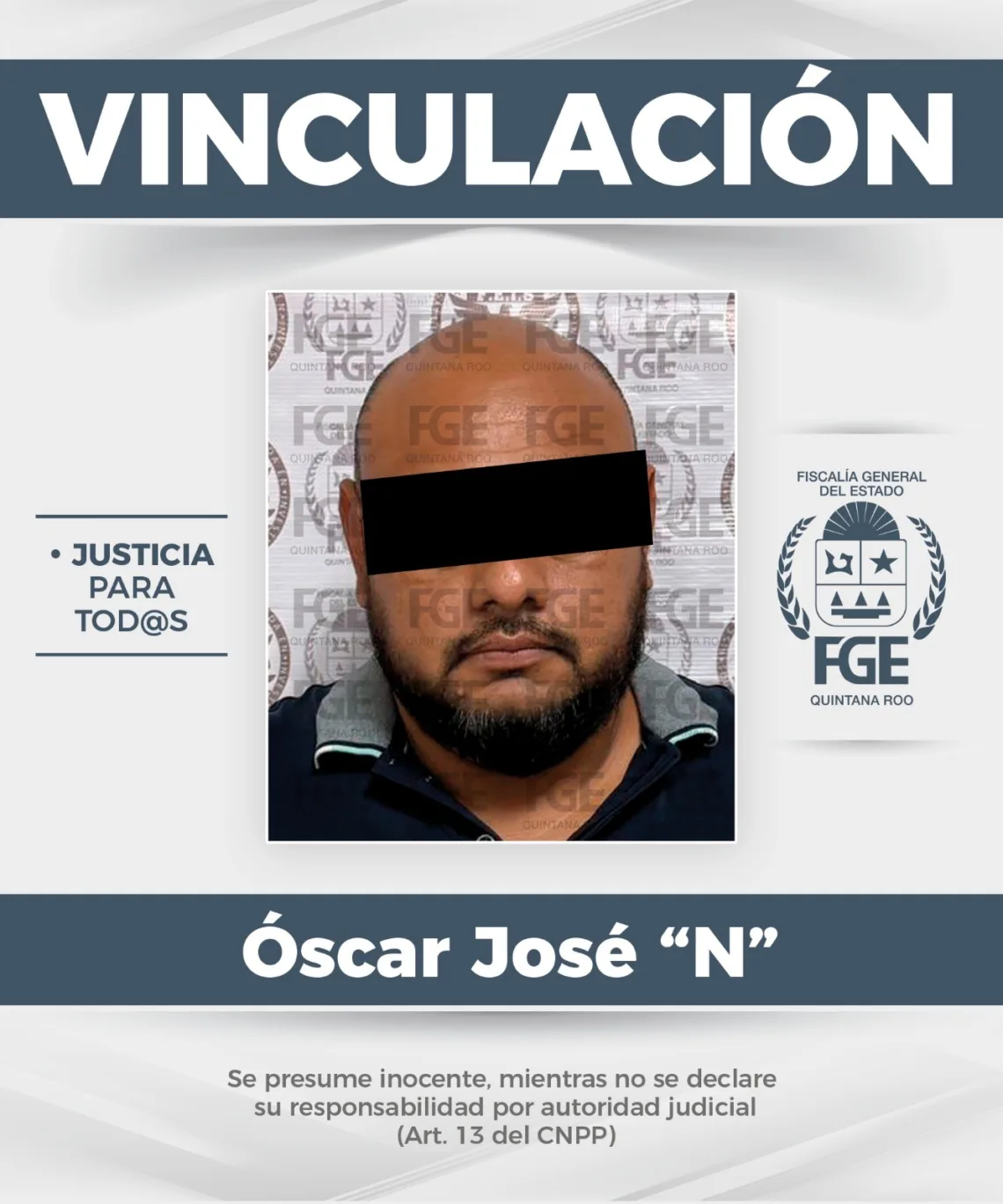 Fiscalía en Cancún vincula a proceso de Óscar José “N” por piso