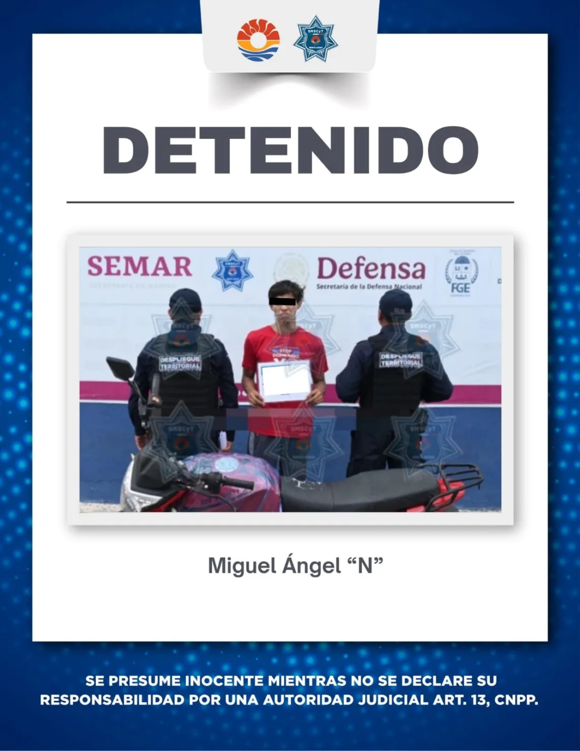 Hombre es detenido: Circulaba con moto robada en Cancún