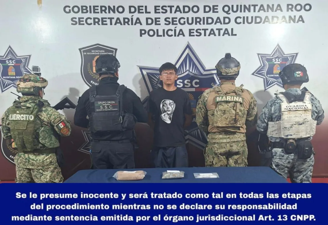 Aseguran a presunto distribuidor de droga ligado a 17 robos; operaba en la Región 215 en Cancún