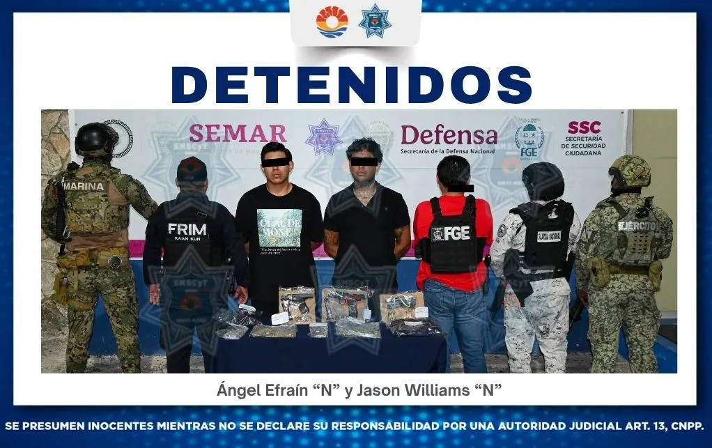 Policías detienen a dos presuntos generadores de violencia en Cancún